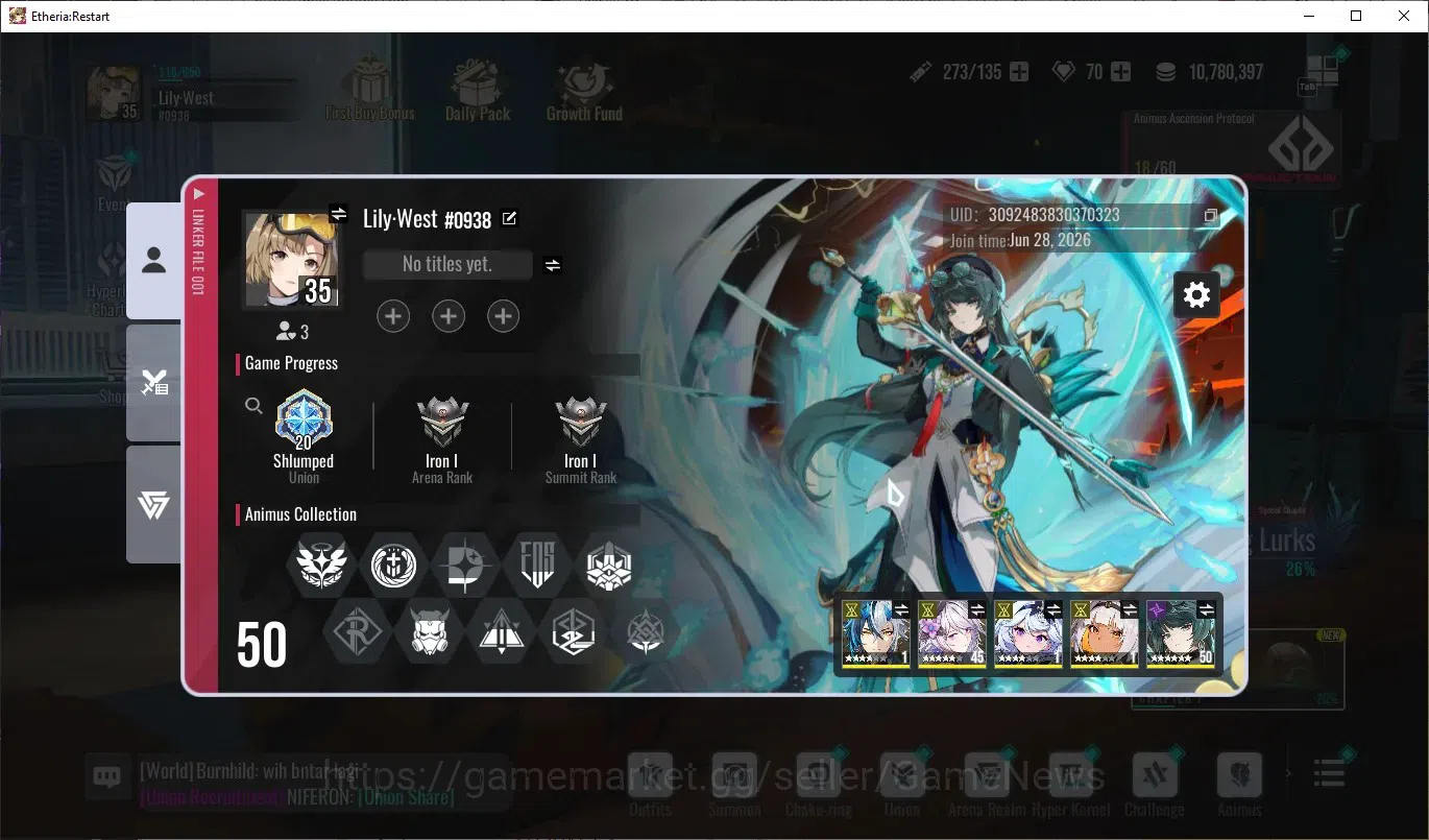 Etheria: Restart Accounts Mid‑Tier GLOBAL-S25|Lvl 35|15 SSR|[Lian,Plume,Kloss,Yeli,Lingluo,Mio,Cellince,Freya,Etc]|Apex 7