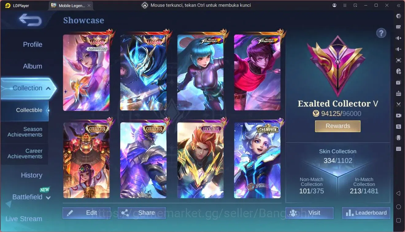 Mobile Legends: Bang Bang Accounts GLOBAL Hero 132 Skin 334|Legend Fanny,Gusion|KOF d image 2