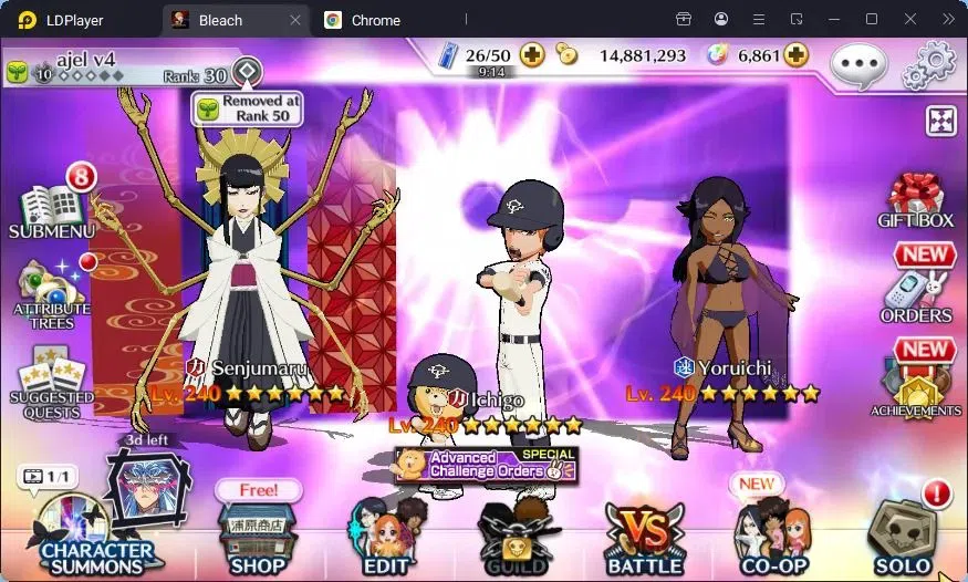 Bleach: Brave Souls Accounts Starter Global|14M BP+6K Orb|Fresh Story|IchogoDT,Yoruichi Sw25,Senjumaru TYBW25,Rangiku 1