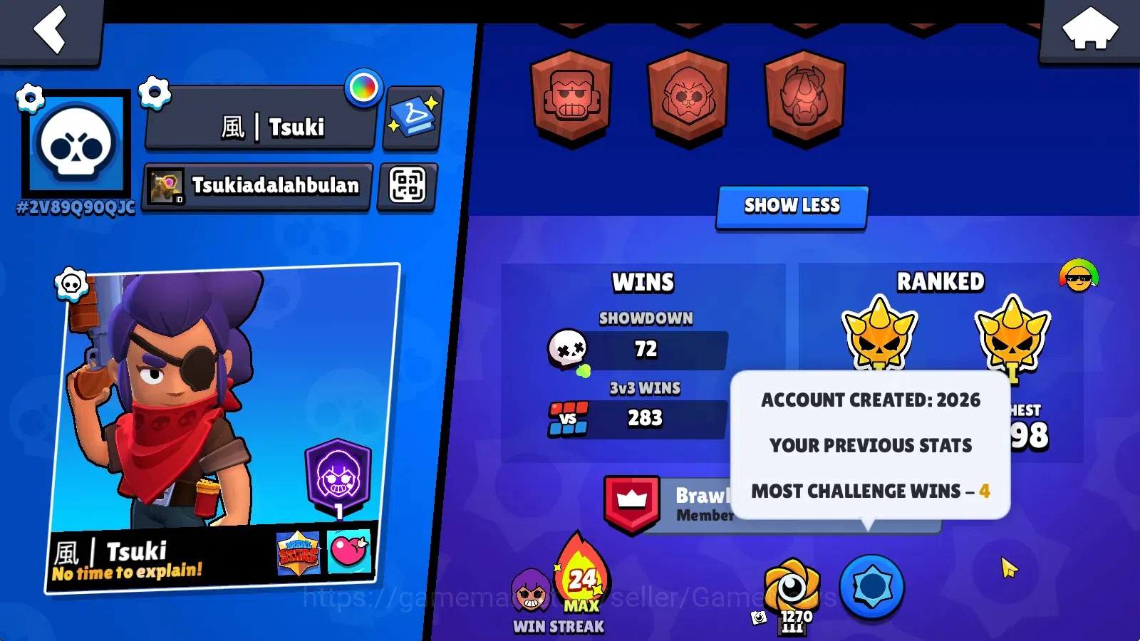 Brawl Stars Accounts 4964 Trophy|33 Brawlers 2 Max (Crow Full Buffies,Shelly)|2 Myth (Gamer Bibi,Gridiron Otis),7 Epic|10K 3
