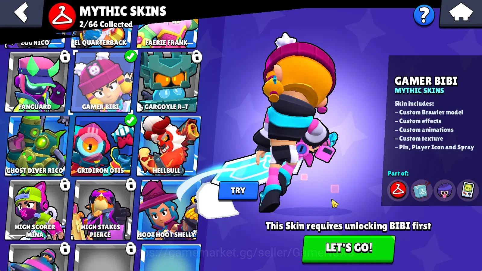 Brawl Stars Accounts 4964 Trophy|33 Brawlers 2 Max (Crow Full Buffies,Shelly)|2 Myth (Gamer Bibi,Gridiron Otis),7 Epic|10K 8