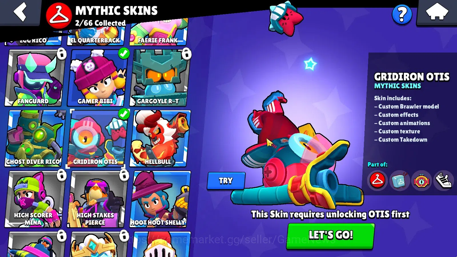 Brawl Stars Accounts 4964 Trophy|33 Brawlers 2 Max (Crow Full Buffies,Shelly)|2 Myth (Gamer Bibi,Gridiron Otis),7 Epic|10K 9