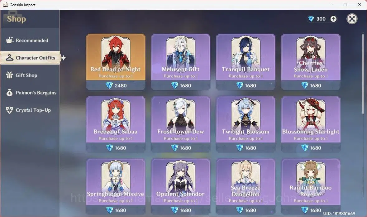 Genshin Impact Accounts Mid Game ASIA | AR 54 | 4 limit (Nefer,Furina,Neuvillette,Zibai) | 1 (5* Wapon) 6,6k Primo+300 GC 1