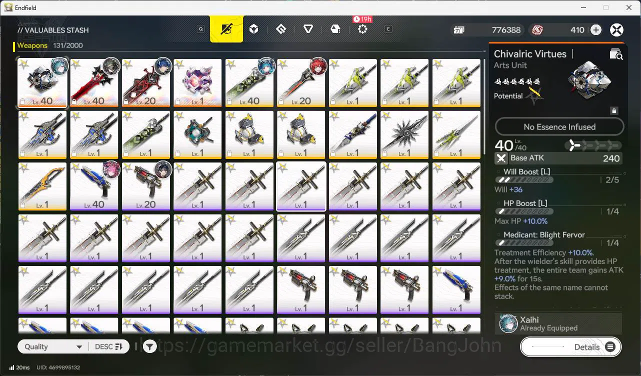 Arknights: Endfield Accounts ASIA | LVL 32 Yvonee, last rite, Ardelia, ember, WP 6S 4 Check SS AKE080B 10