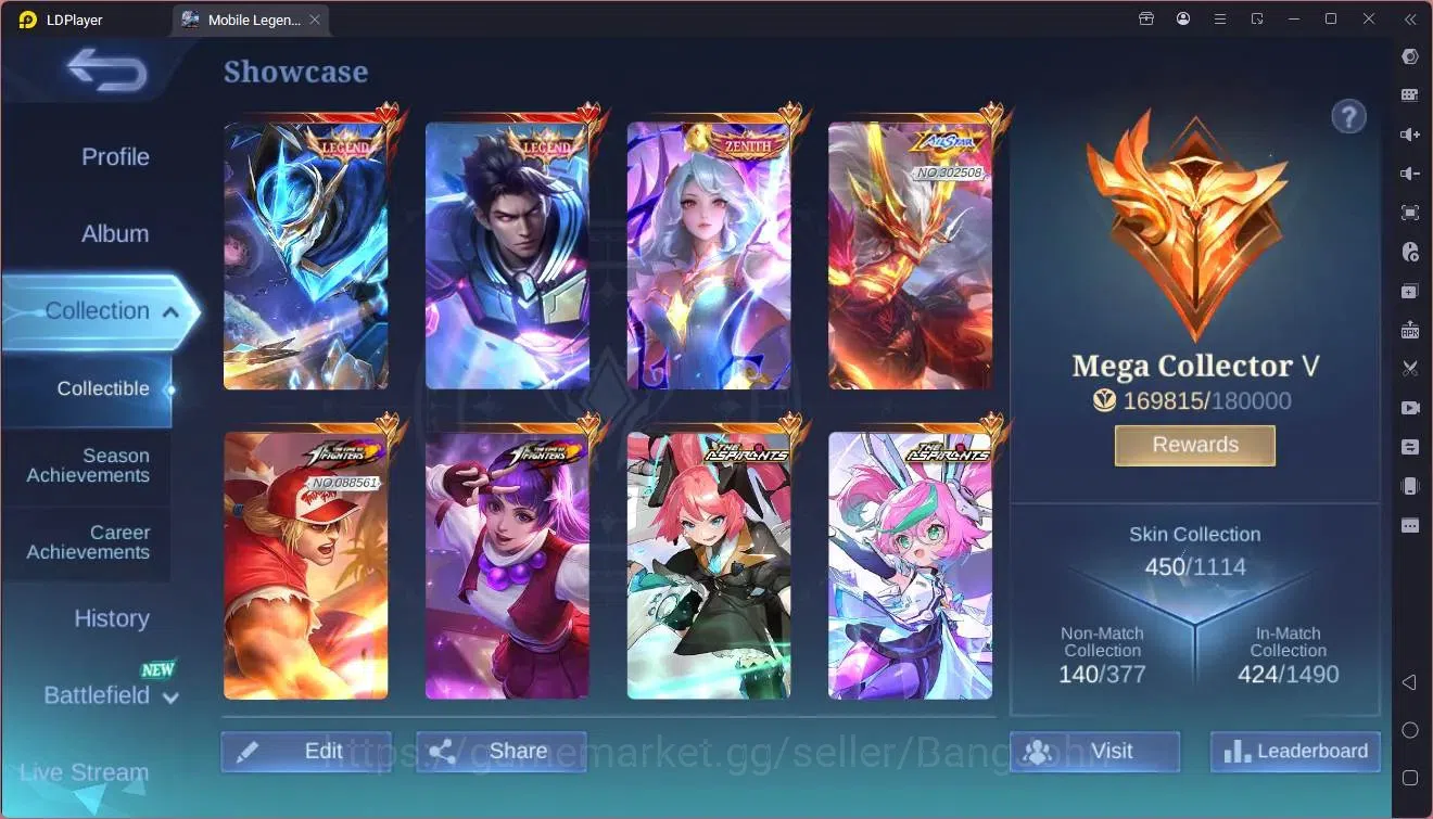 Mobile Legends: Bang Bang Accounts Global|Hero 132|Skin 450|Mega|Legend Alu,GS|Zenith image 2