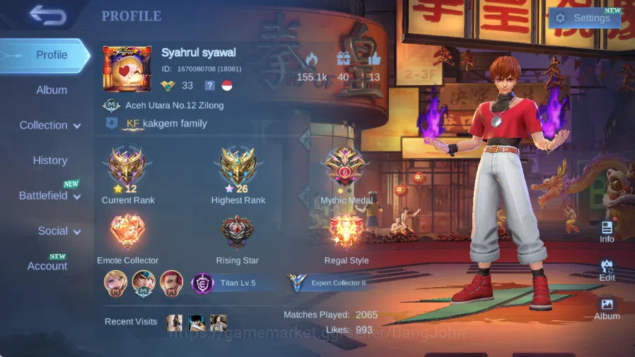 Mobile Legends: Bang Bang Accounts Others Global|Skin 126|Expert|KOF Karina+Dyrroth,Sanrio Floryn,Collector Natalia,DragonT 1