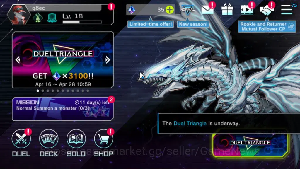 Yu-Gi-Oh! Master Duel Accounts Lv 18 | 20 Deck |Dracotail Maid, Vsk9, Yummy, Radi image 1