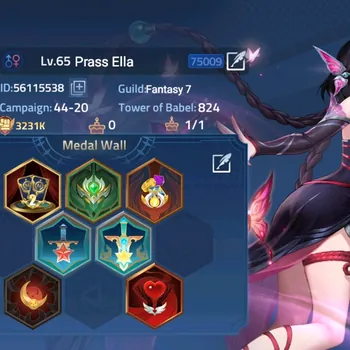 Mobile Legends: Adventure Accounts Sv 75xxx|Lvl 65 VIP 6|222,3k Diamond|3231K BP|1 Awaken 31 SSR|Selena,Ether Zhuxin,Miracle