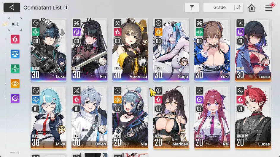 Chaos Zero Nightmare Accounts Global|Lv 27|5 SSR [Narja,Yuki,Veronica,Rin,Luke]+10 SR(NiaM2,MikaM1,Etc)+4 SR Partners|Log 3