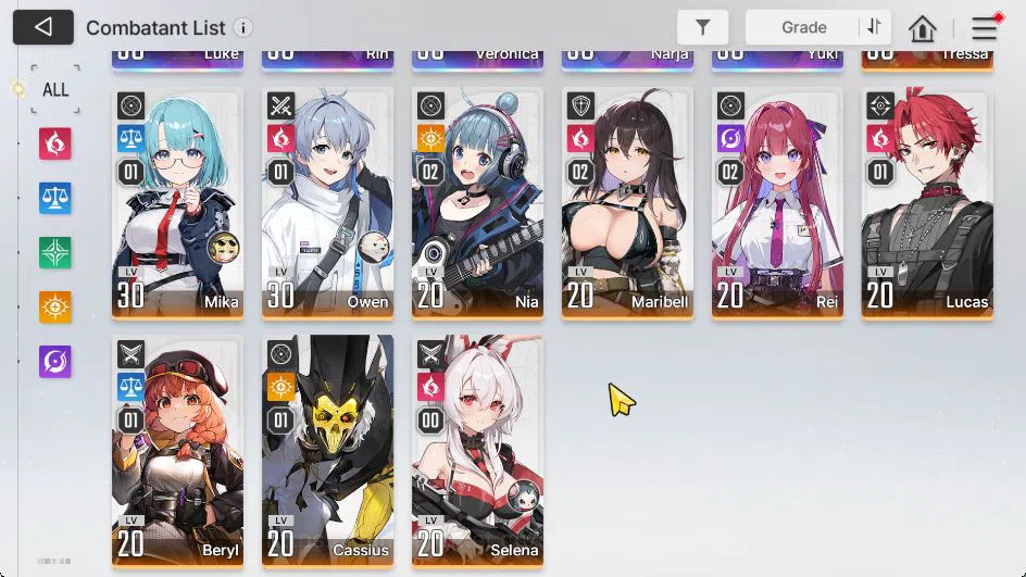 Chaos Zero Nightmare Accounts Global|Lv 27|5 SSR [Narja,Yuki,Veronica,Rin,Luke]+10 SR(NiaM2,MikaM1,Etc)+4 SR Partners|Log 4