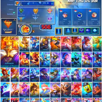 Mobile Legends: Bang Bang Collector #3911 | 508 Skins | Legend Jhonson | Collector Xav image 1