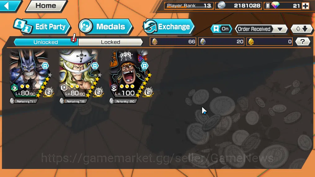 One Piece Bounty Rush Accounts Global|3EX 1MAX|The4Emperor Teach,BMO Kaido,GP New image 4