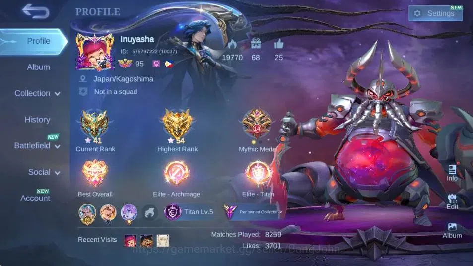 Mobile Legends: Bang Bang Accounts Global|Skin 273|Renowned|Collector Natalia|Collab image 16