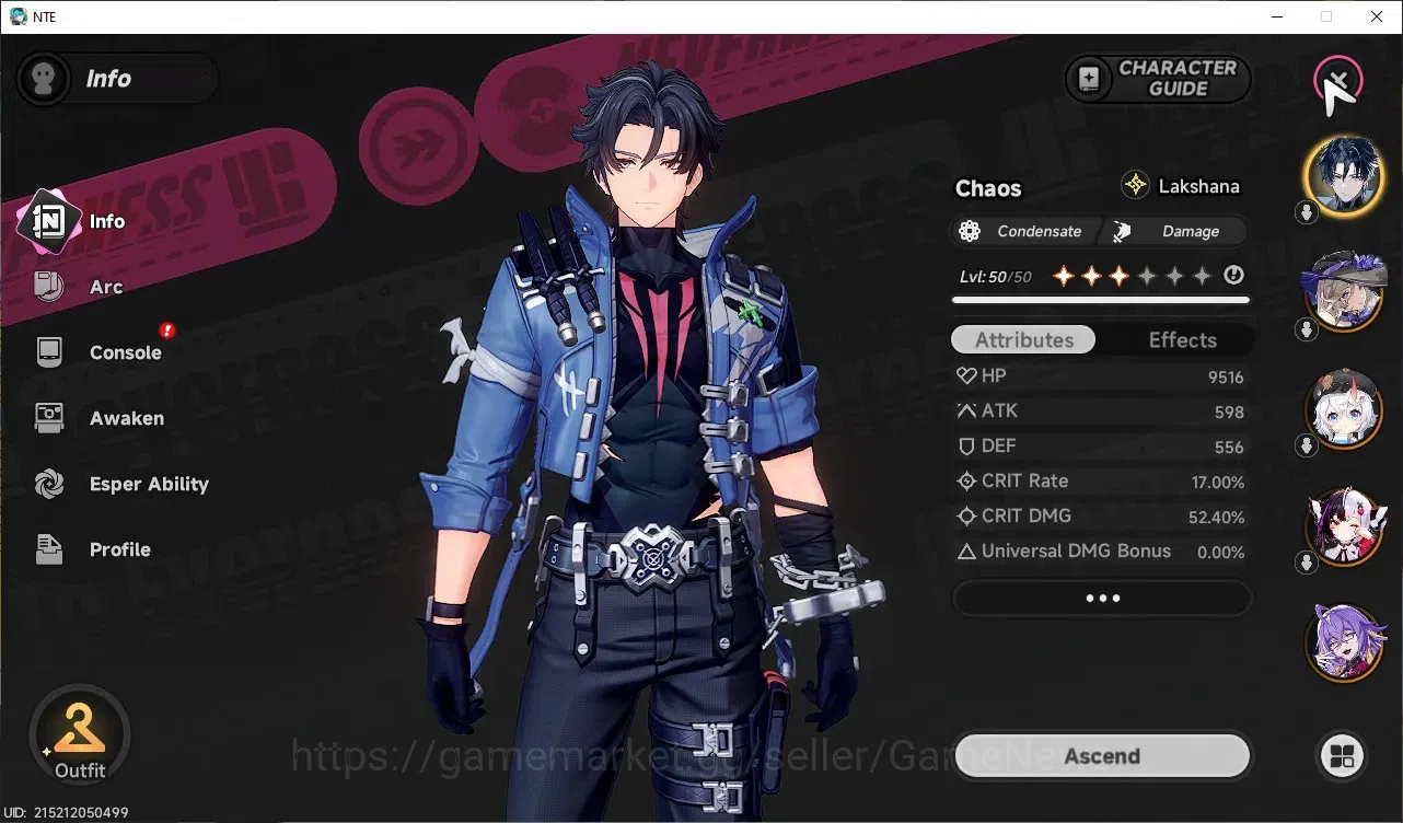 Neverness to Everness Accounts GLOBAL SEA|HL 39|TL 20|7 SSR Chaos,Lacrimosa,Jiuyu image 3
