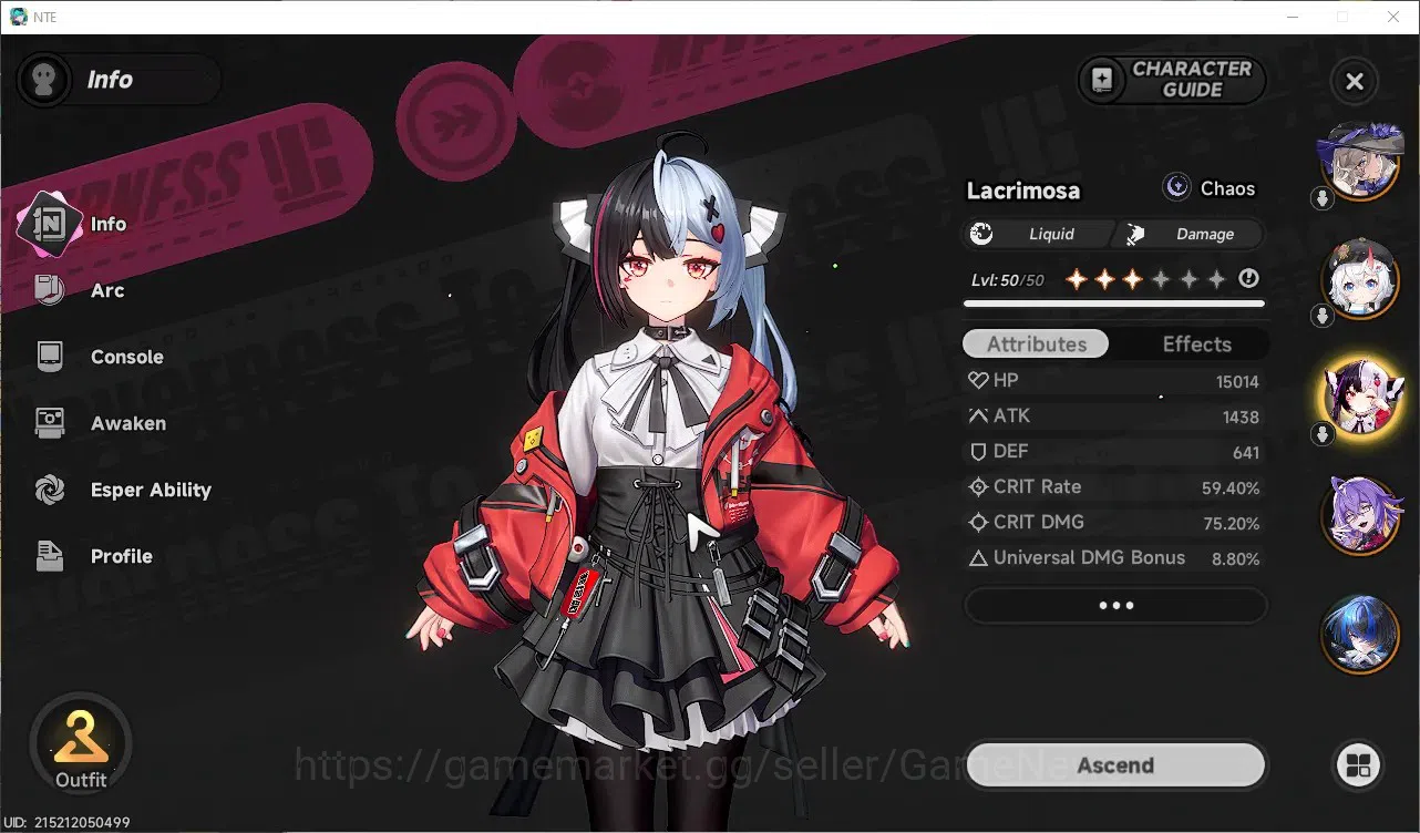 Neverness to Everness Accounts GLOBAL SEA|HL 39|TL 20|7 SSR Chaos,Lacrimosa,Jiuyu image 4