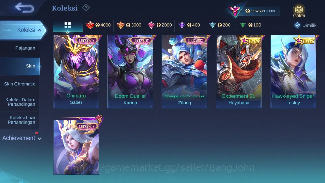 Mobile Legends: Bang Bang Accounts GLOBAL Hero 132 Skin 350 | Legend Johnson | KOF Gu image 5
