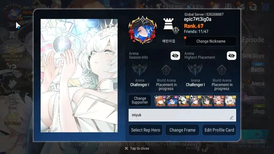 Epic Seven Accounts High-End GLOBAL UnVerif|20 ML(LOT Scales,Salome,Belian,LC Bellona,etc)+PByblis+Art,Rinak,Etc|AUTO WB 2
