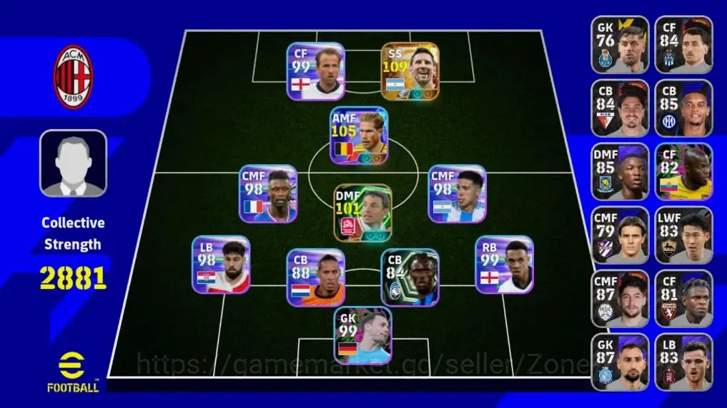 eFootball Accounts Meta Player Mobile|PW 2881 |New Big Time Messi|Showtime De Bruyne, Epic Van Bommel|Konami ID|Check SS 1