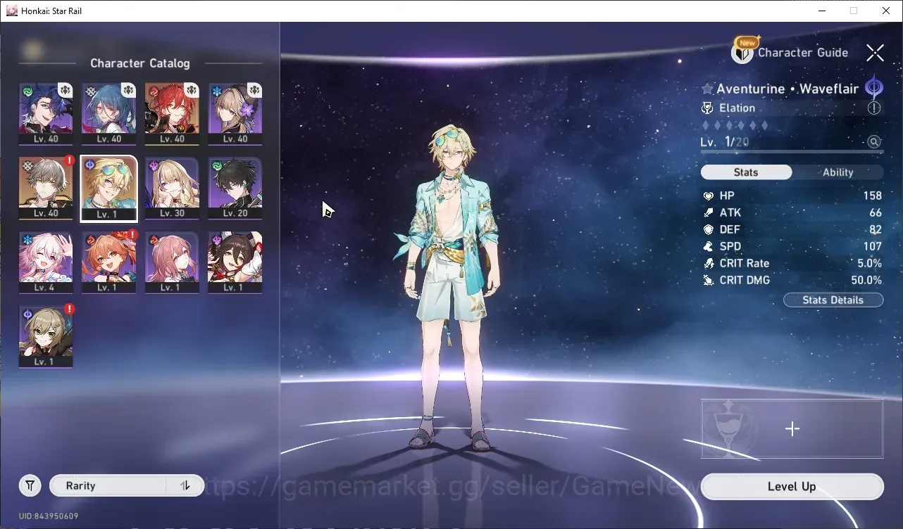 Honkai Star Rail Accounts Starter ASIA|Starter|TL 26|1 Limited|Aventurine Waveflair +1 STD Char (Himeko)|Selector Fate 1