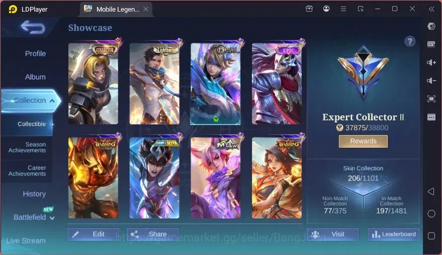 Mobile Legends: Bang Bang Accounts GLOBAL Hero 132 Skin 206 | VENOM Harley | SEIYA Ba image 14