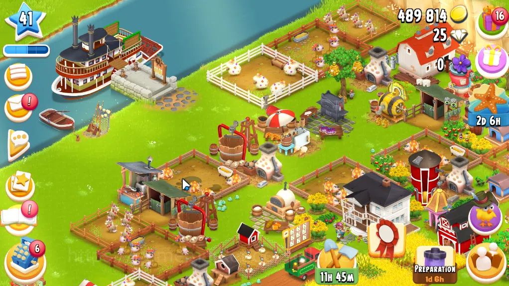 Hay Day Accounts Level 41| Barn Storage 1100 + Silo Storage 625 | 489k Coins,25 Dm |CN ON|Log Supercell ID|Take Email|Check 1