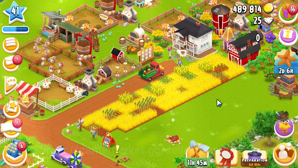 Hay Day Accounts Level 41| Barn Storage 1100 + Silo Storage 625 | 489k Coins,25 Dm |CN ON|Log Supercell ID|Take Email|Check 3