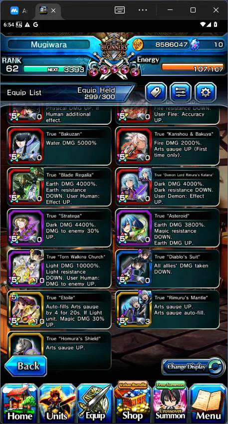 Grand Summoners Accounts Others GLOBAL|13 Ascend|Rank 62|S Miyu,Chloe TW,Rimuru TW,Sunraku,Index,LM Islid,Narberal,DIablo 7