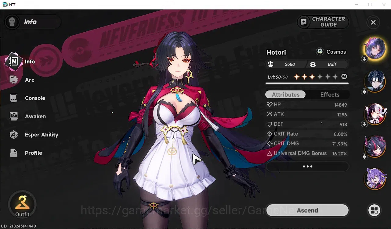 Neverness to Everness Accounts Global SEA|HL 34|TL 20|7 SSR 4 Limit [Shinku,Chaos,Lacrimosa,Hotori],FadiaA2,etc|1 Selector|4 4