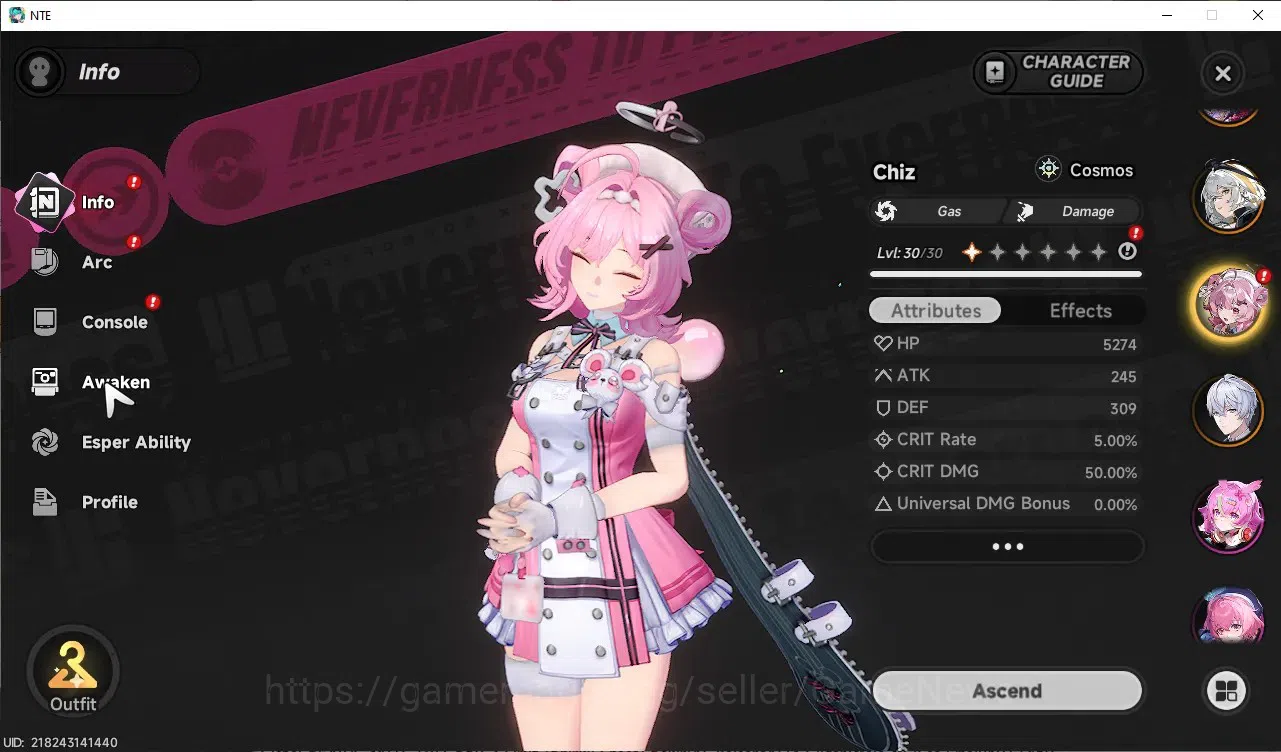 Neverness to Everness Accounts Global SEA|HL 34|TL 20|7 SSR 4 Limit [Shinku,Chaos,Lacrimosa,Hotori],FadiaA2,etc|1 Selector|4 9
