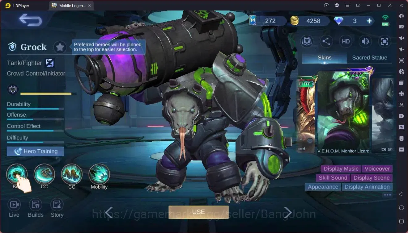 Mobile Legends: Bang Bang Accounts Global|Hero|85|Skin 95|Seasoned|Spongebob Cyclops| image 6