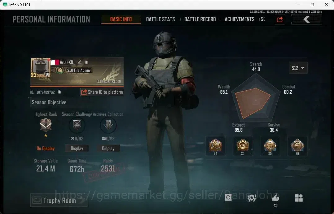 Arena Breakout Accounts High Value Mobile | LV 30 | SV 21,4M | CV 16M | Corpo Set | Desert Eagle | Many Skin Weapon | Sapper 1