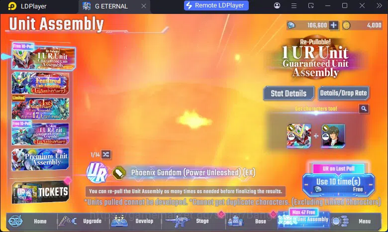 SD Gundam G Generation ETERNAL Accounts Global Rank 1 | FreshStory | 106+K Diamond, Selector Banner On, 8Gundam SSR+ 1Supp 7