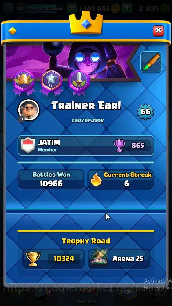 Clash Royale Accounts Lvl 66|Trophy 10324|KTL 15|Limited Skin|Card 121|1 image 2