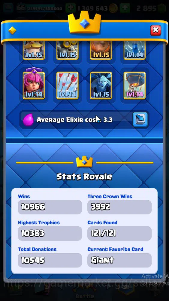 Clash Royale Accounts Lvl 66|Trophy 10324|KTL 15|Limited Skin|Card 121|1 image 3