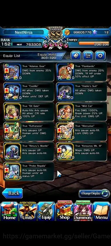 Grand Summoners Accounts Global|1 Sp Art|Rank 152|37 Ascend+10 TW|(Beta,Sha image 10