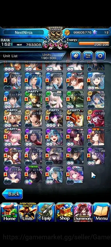 Grand Summoners Accounts Global|1 Sp Art|Rank 152|37 Ascend+10 TW|(Beta,Sha image 6