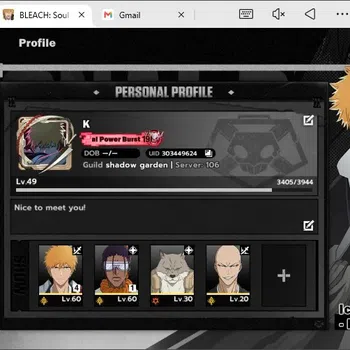 BLEACH: Soul Resonance Accounts Nuverse SEA|Lv.49|4 SSR 2 Sign (KanameB1,Sajin,Madarame,IchigoDZ-B4)+Sign+Stamp|Log