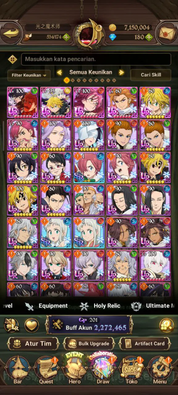 The Seven Deadly Sins: Grand Cross Accounts Others Asia | 2,2M CC | DM 180 | 5 Ur Merlin&Esca , Eli&Meli , WkGowther 2/6 7