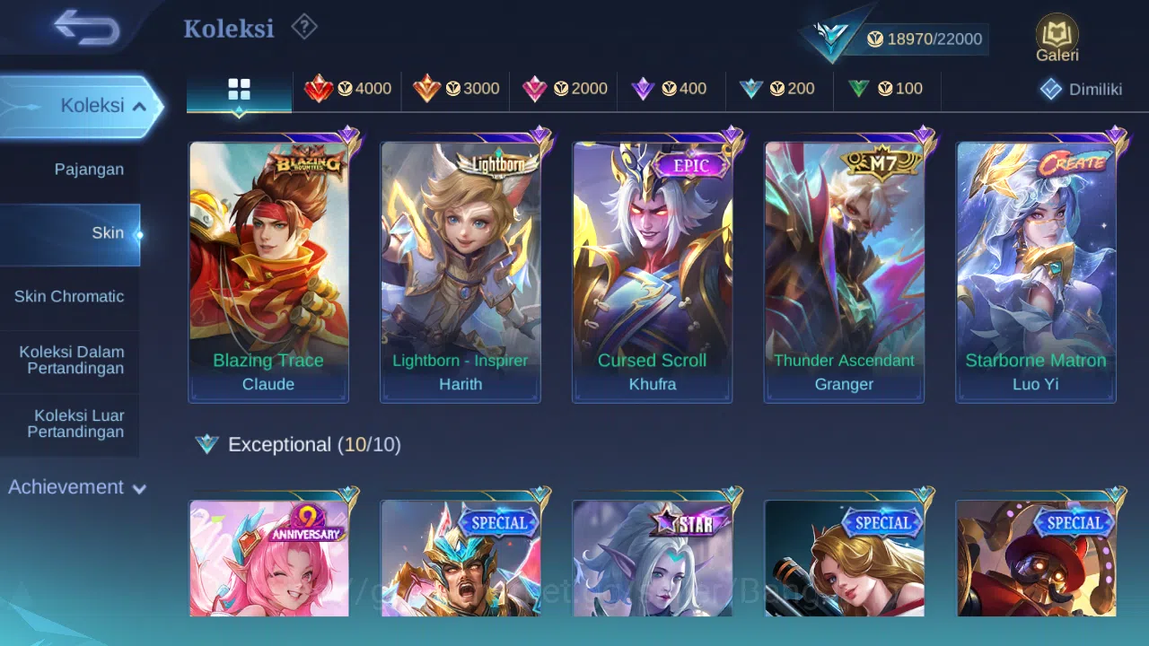 Mobile Legends: Bang Bang Accounts Others Hero 71 Skin 81 | Prime Granger | Create Luoyi | Lightborn Harith | Dtamer Lance 4