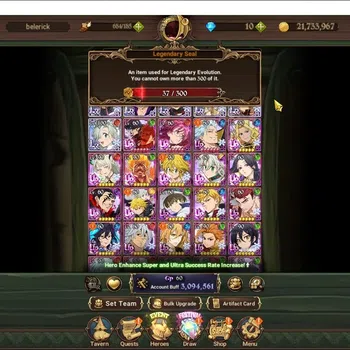 The Seven Deadly Sins: Grand Cross Accounts Endgame GLOBAL|3M CC|37 LS|6 LR,12 UR+Collab