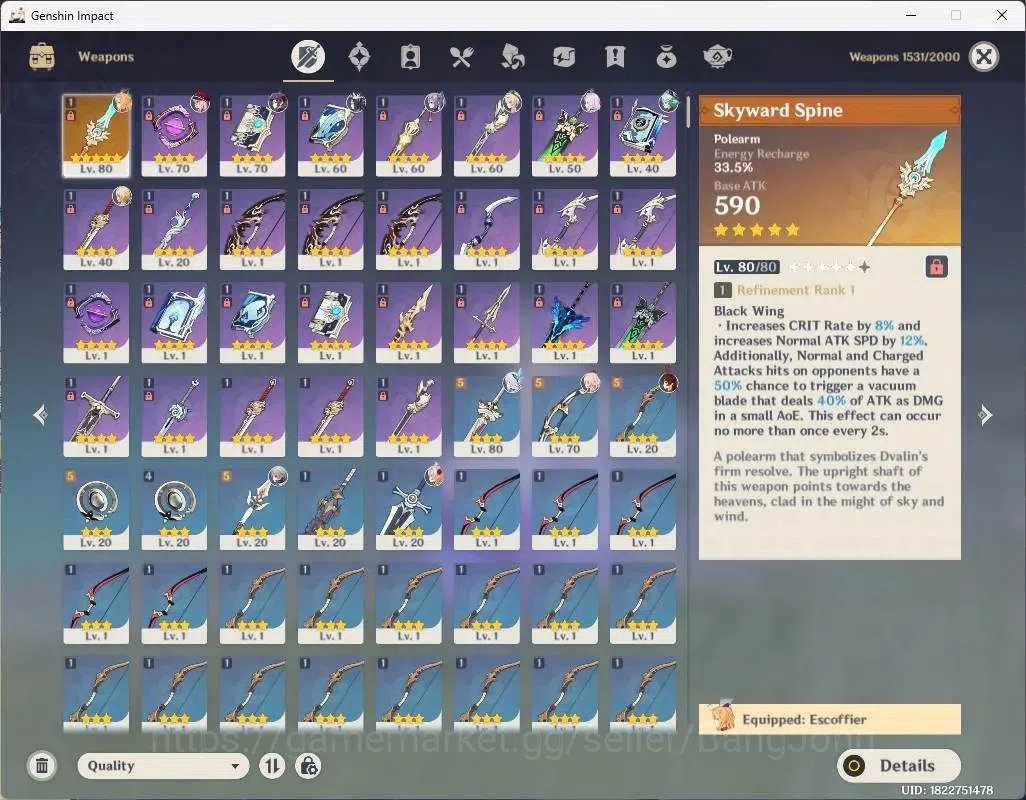 Genshin Impact Accounts Asia | AR 45|3 limit (Skirk,Escoffier,Linnea)|1(*5 image 9