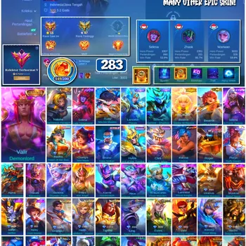 Mobile Legends: Bang Bang Accounts 🔥 #4227 🔥 💎 283 Skins 👑 Collector Valir Demonlord ⚔️ Exalted Collector V ⭐ Collector