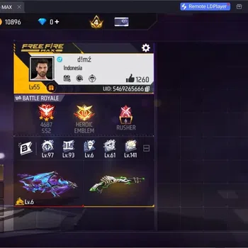 Free Fire Accounts Indonesia|Evo AK47 Blue Flame Draco Lv.6|M1887- Hand Of Hope,Mamba Gnaw,2 More|Electrify Bunny BackPack