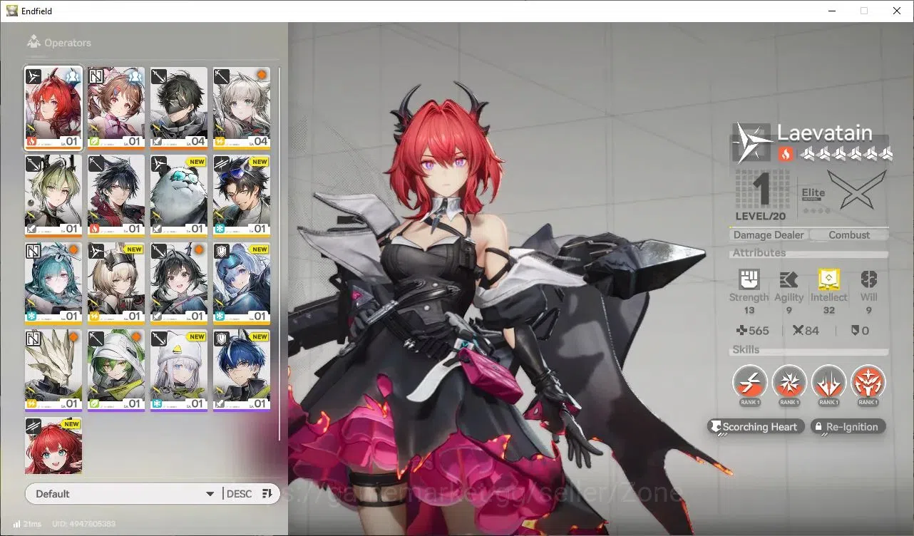 Arknights: Endfield Accounts Asia| Fresh Starter Ch 1 Process 1|1 Lim: Laevatain + Ardelia Sign|5,5K Arsenal,150 Oro |Check 1