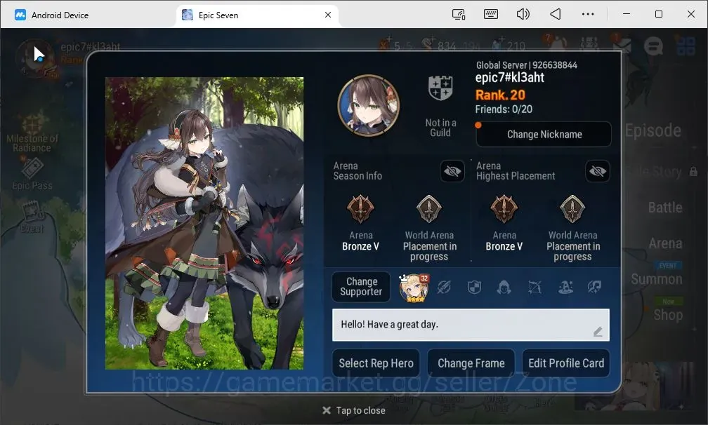 Epic Seven Accounts Starter Global|Starter|2 ML(Designer Lilibet,Shepherd of the Dark Diene)|PoH+Bless ON|Theater 1