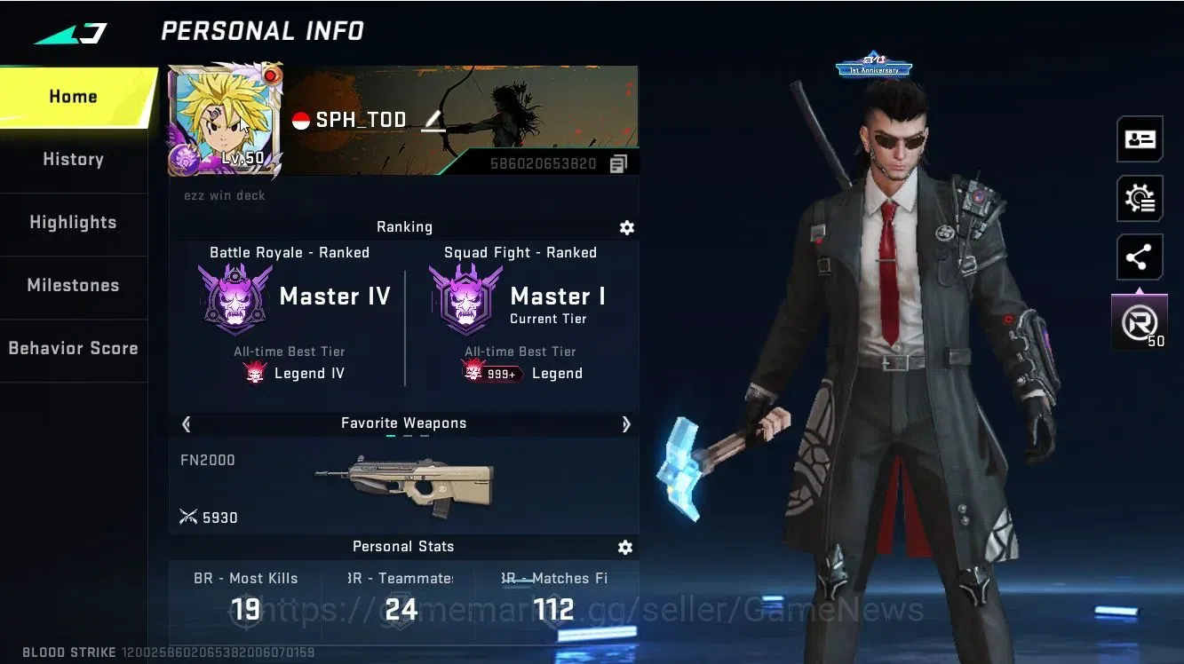 Blood Strike Accounts ASIA|ETERNAL DEagle-Scorpius|Collab TR[Takemichi]+ image 2