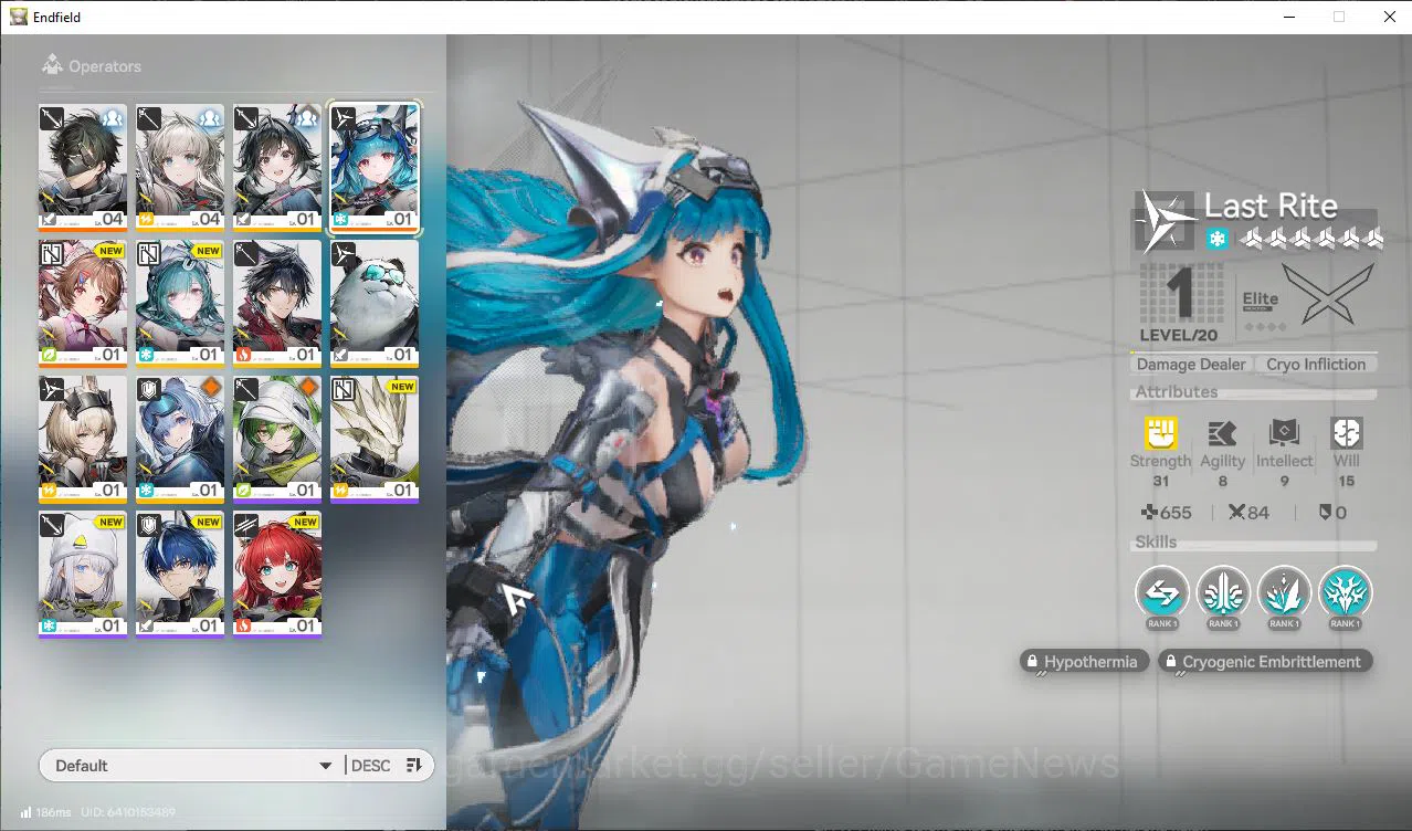 NA/EU Lv2 | 2SSR (Ardelia,Last Rite) + 7SR Operators |2 6*+3 5*WP |100 Oro+3 Ori|Male|Gryphlink|TakeMail|Check SS(END1441) Arknights: Endfield Accounts NA/EU Lv2 | 2SSR (Ardelia,Last Rite) + 7SR Operators |2 6*+3 5*WP |100 Oro+3