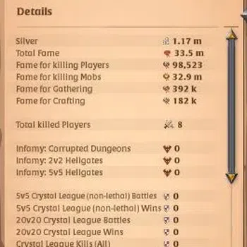 Albion Online Accounts High-End ASIA|33M Total Fame|Lvl 101 Shadowcaller|Pve/Pvp Build|Lv120 Cryptcandle&4 Off Hand