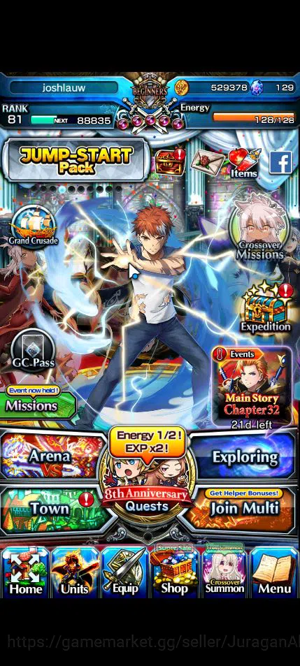 Grand Summoners Mid-Game Global|Rank 81|1 SP Art|14 Ascend|[Shirou,Summer M image 1