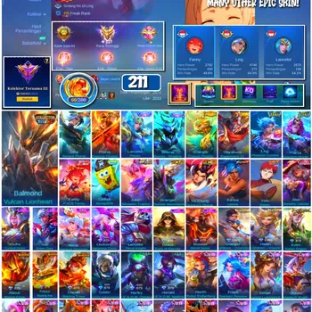 Mobile Legends: Bang Bang Accounts #4373 211 Skins | Karina Leona (KOF) | Vale Gaara (NARUTO) | Cyclops SpongeBob